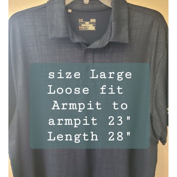 Under Armour Mens Size Large Heat Gear Golf Polo Shirt Blue Short Sleeve Casual - Picture 5 of 10